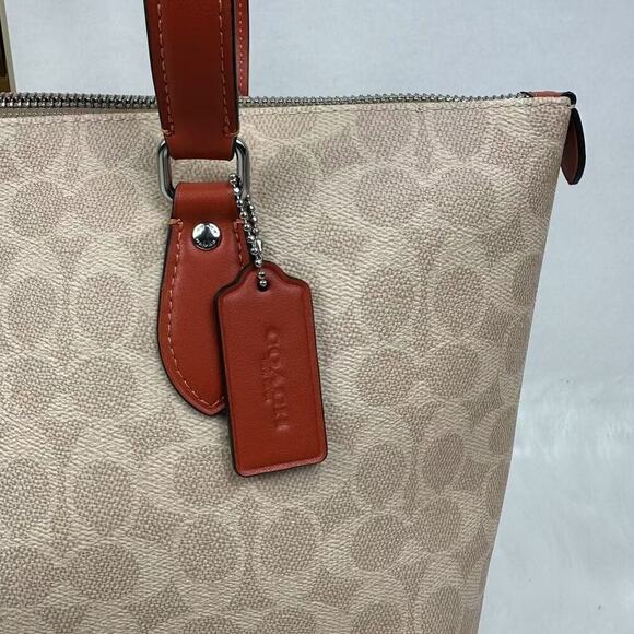 Coach Gallery Tote In Signature Canvas In Sand/Deep Orange CW381 NWT - Picture 9 of 11
